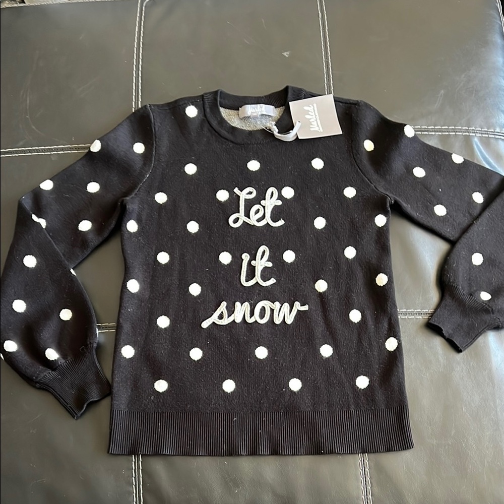 Black Polka Dot Sweater - Let It Snow